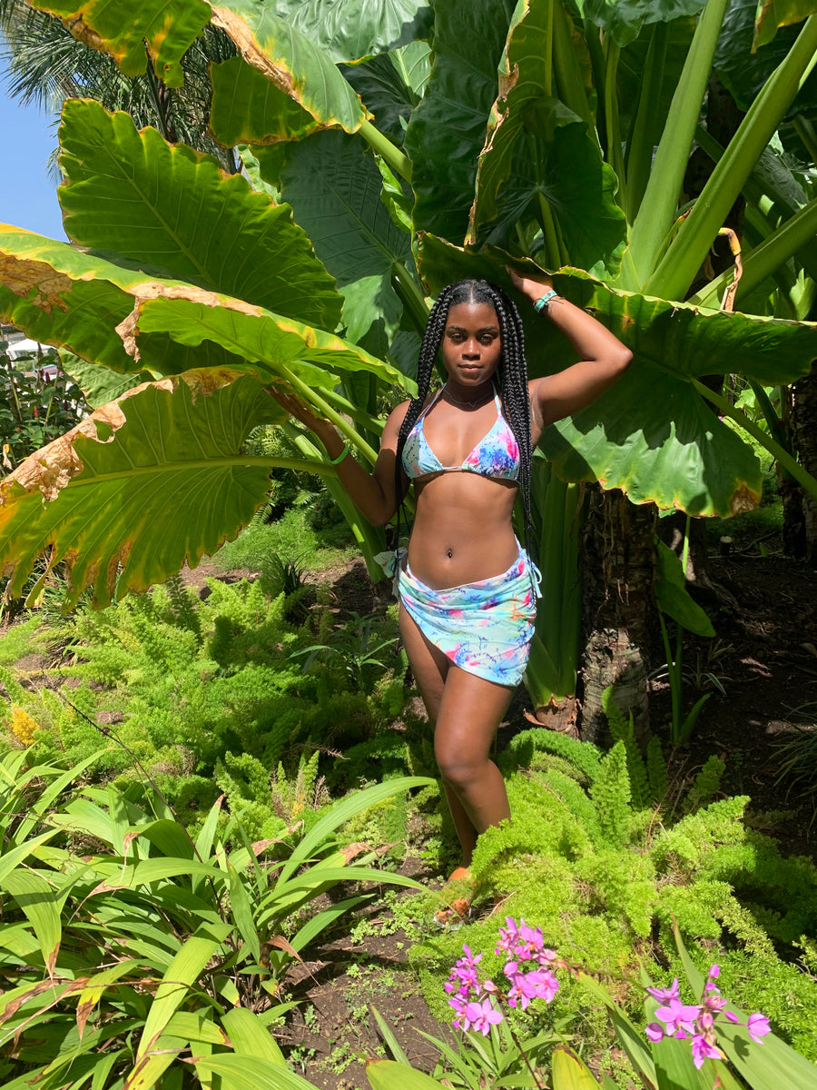 Sea Print Three Piece Swimsuit-Yaniraparkerco.com-