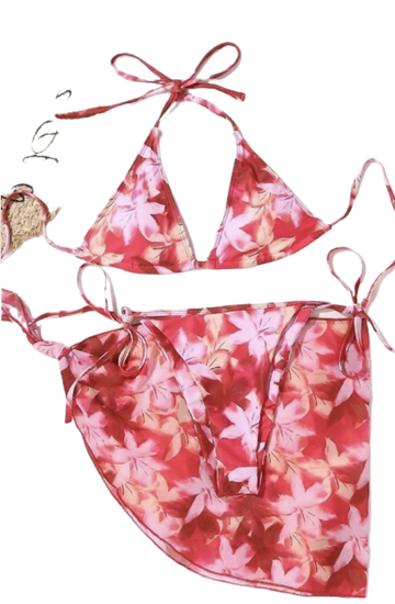 Floral Three Piece Swimsuit-Yaniraparkerco.com-